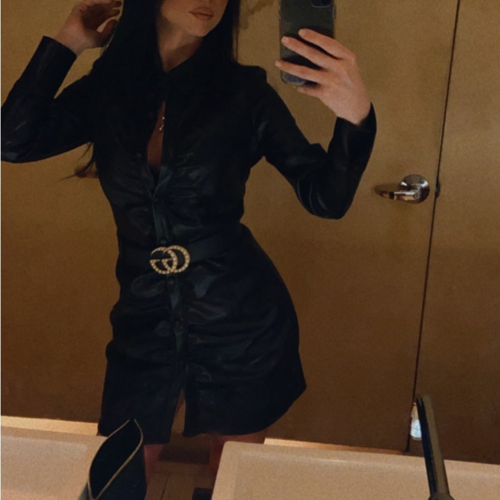 Black leather dress
